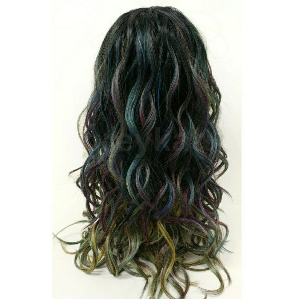 Oil Slick Blue green lace front Heat Safe Wig - Picture 3 of 5